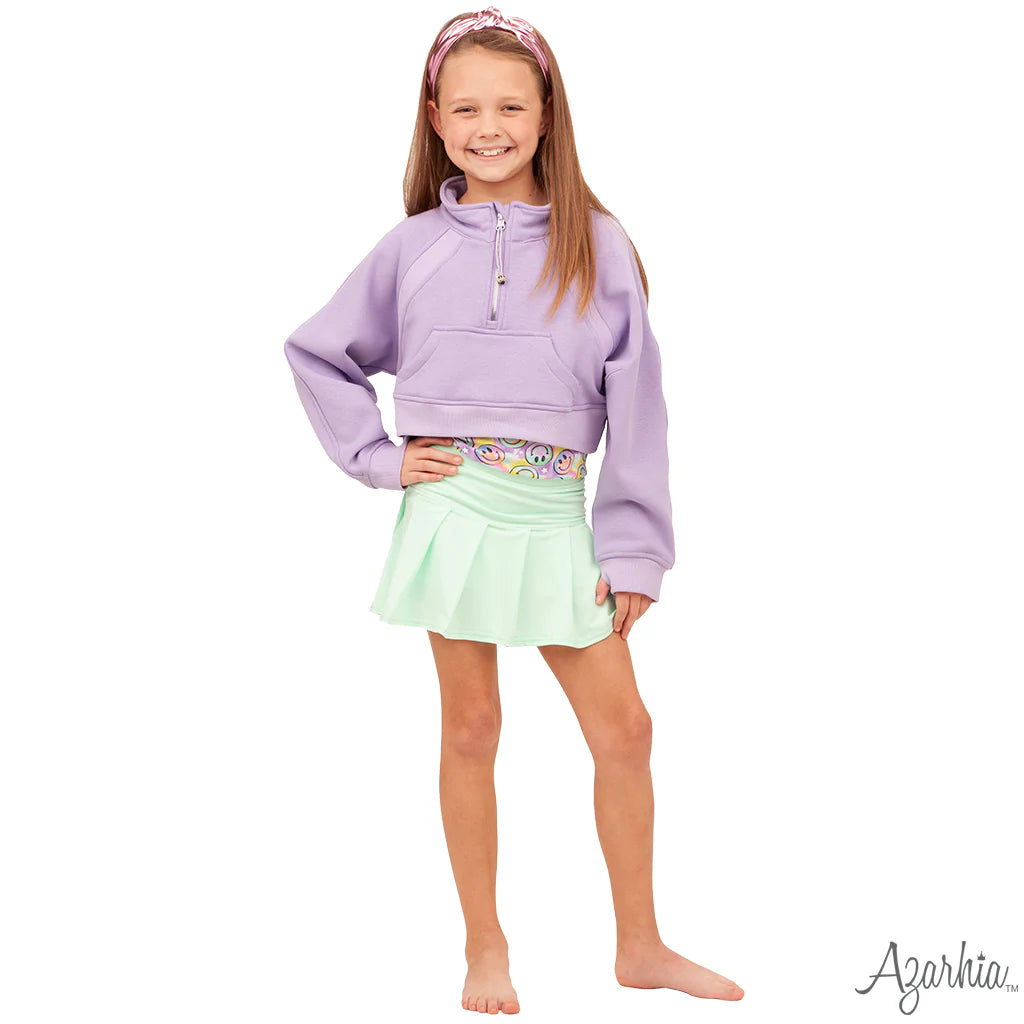 Oversized Cropped Quarter Zip- Lavender