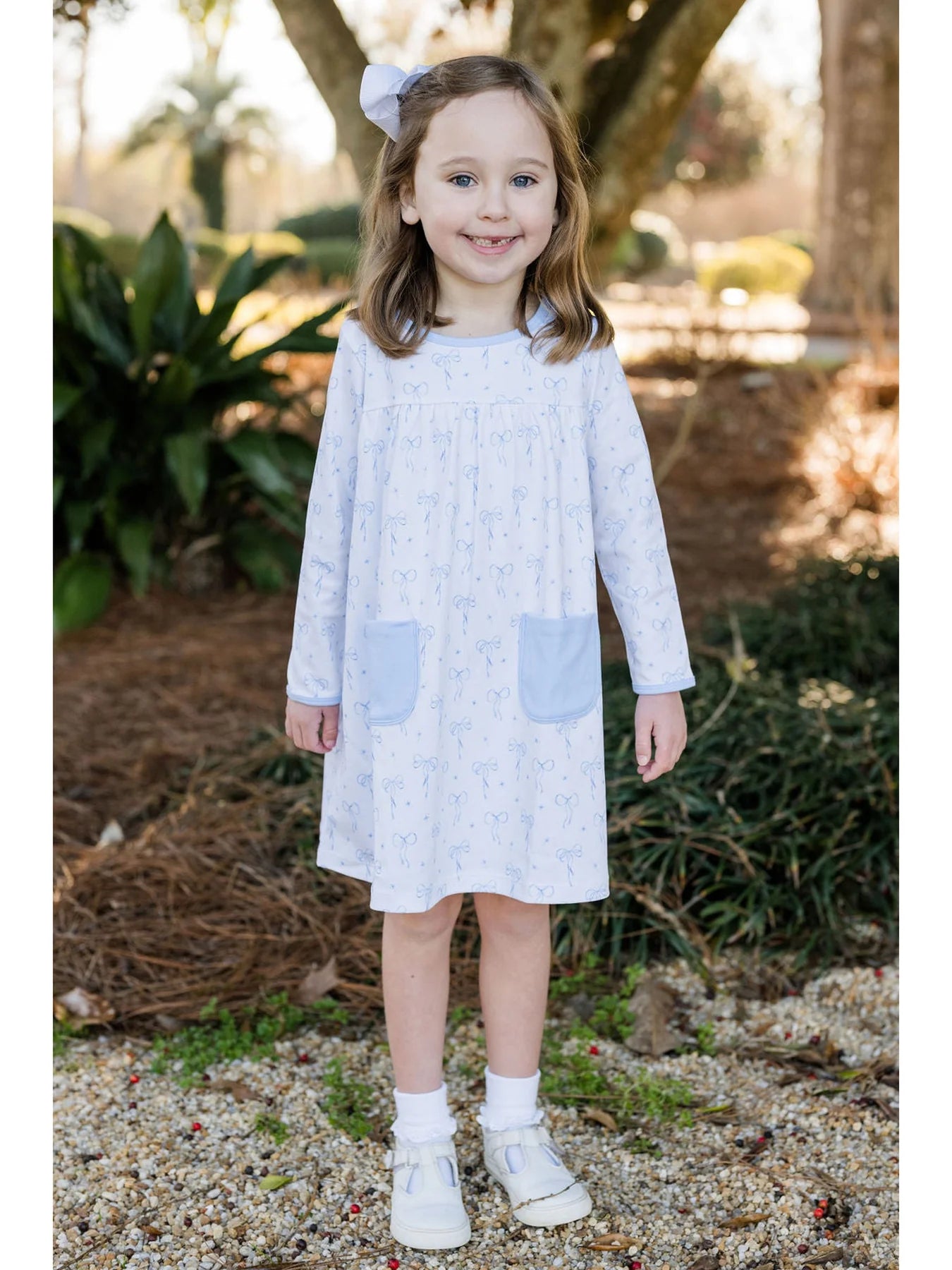 Lennon Dress- Blue Bows