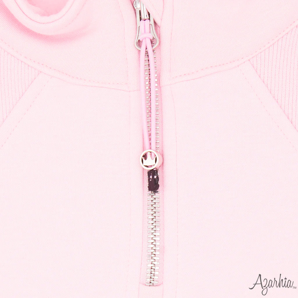 Oversized Cropped Quarter Zip- Light Pink
