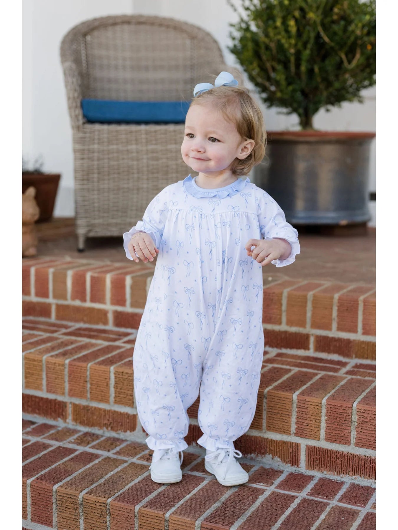 Lila Long Bubble- Blue Bows