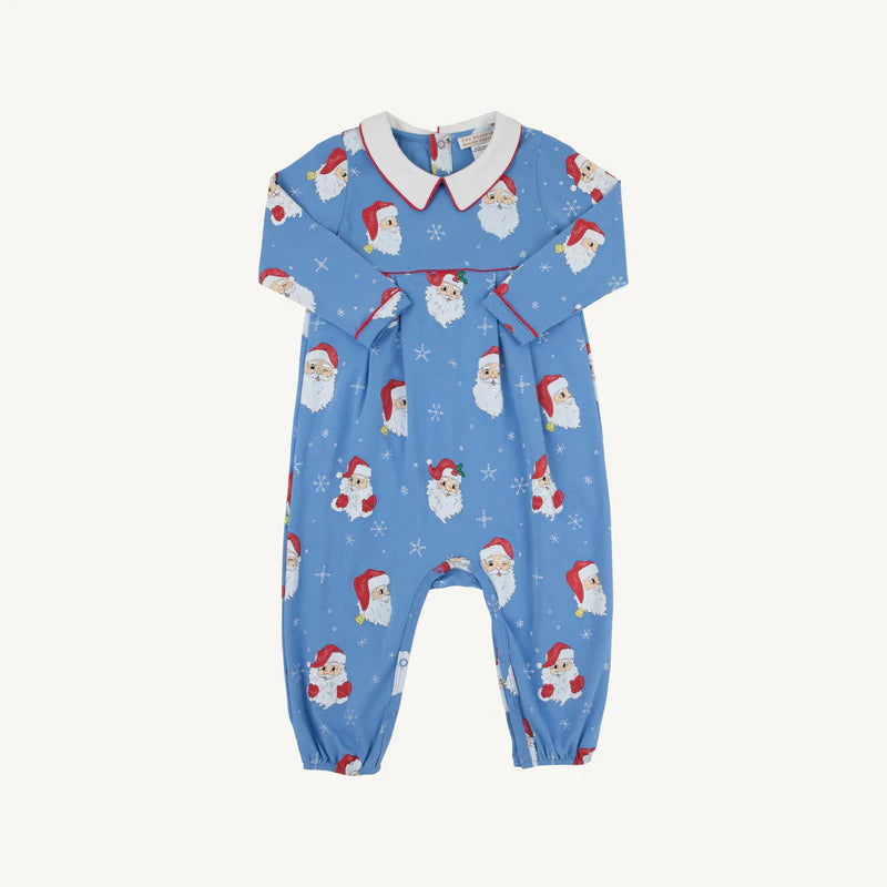 Long Sleeve Bradford Romper- Dear Santa Barbados Blue