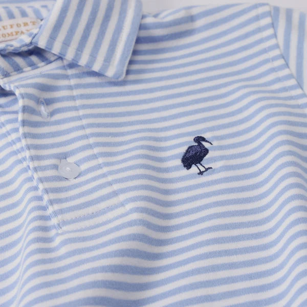 Prim and Proper Polo- Park City Periwinkle Nantucket Navy Stripe