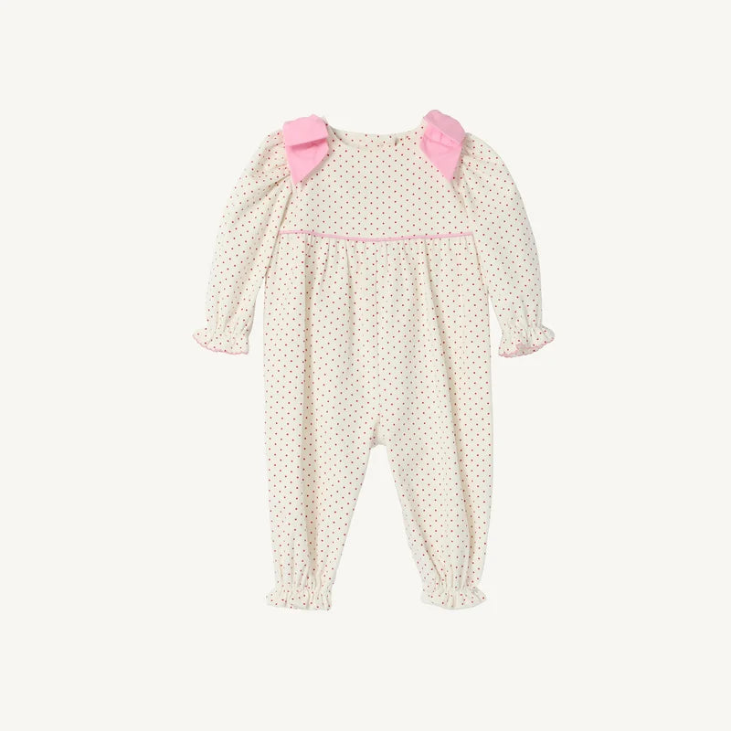 Long Sleeve Ryleigh Romper- Palmetto Pearl Richmond Red Microdot
