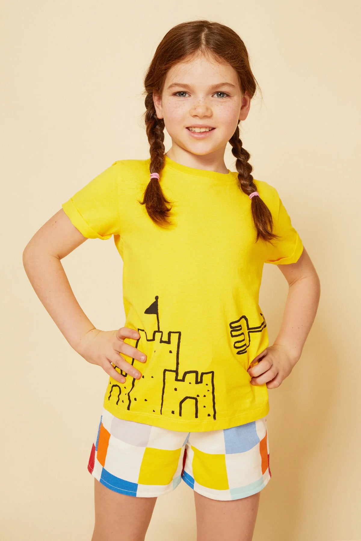 Cotton Checkered Cropped Girl Shorts