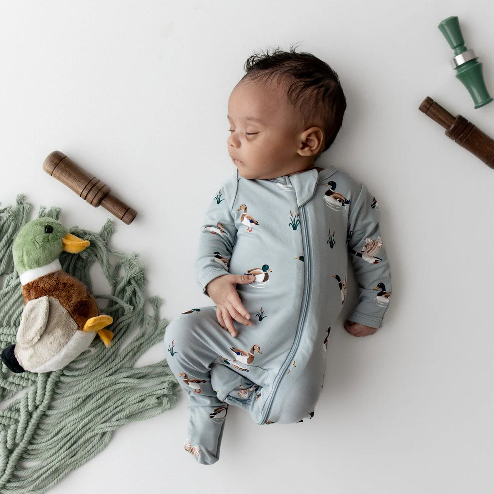 Zippered Footie in Mallard Duck