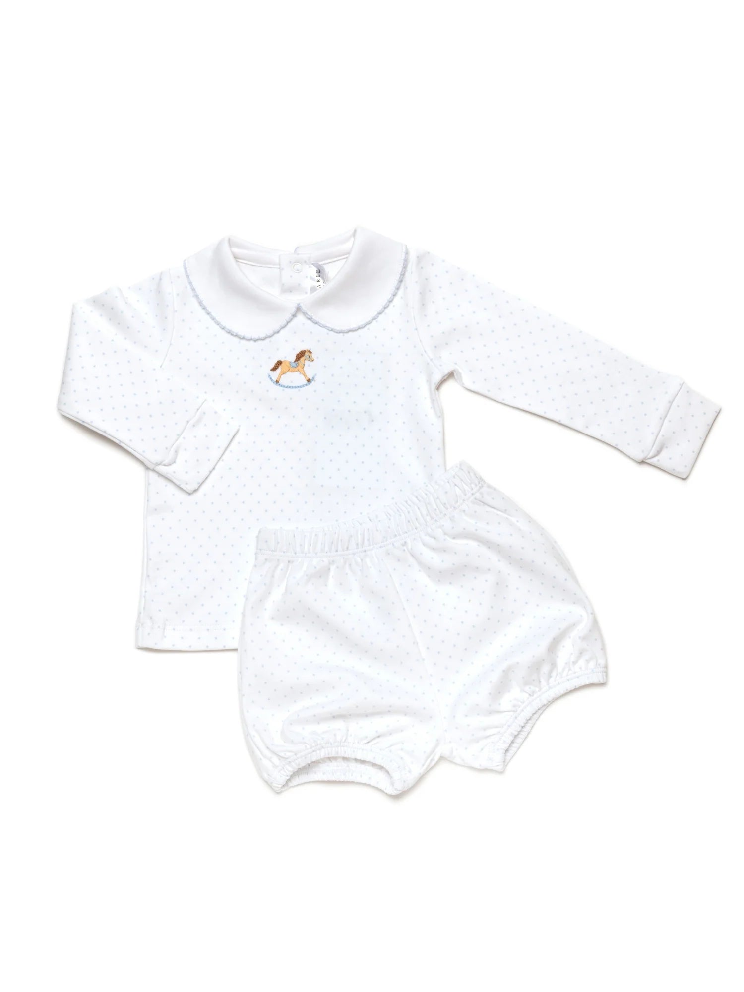 Rocking Horse Bitty Dot Bloomer Set- Blue