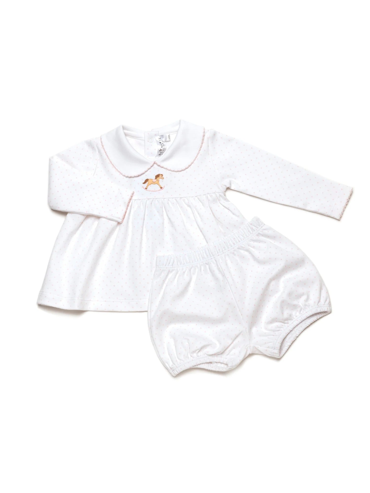Rocking Horse Bitty Dot Bloomer Set- Pink