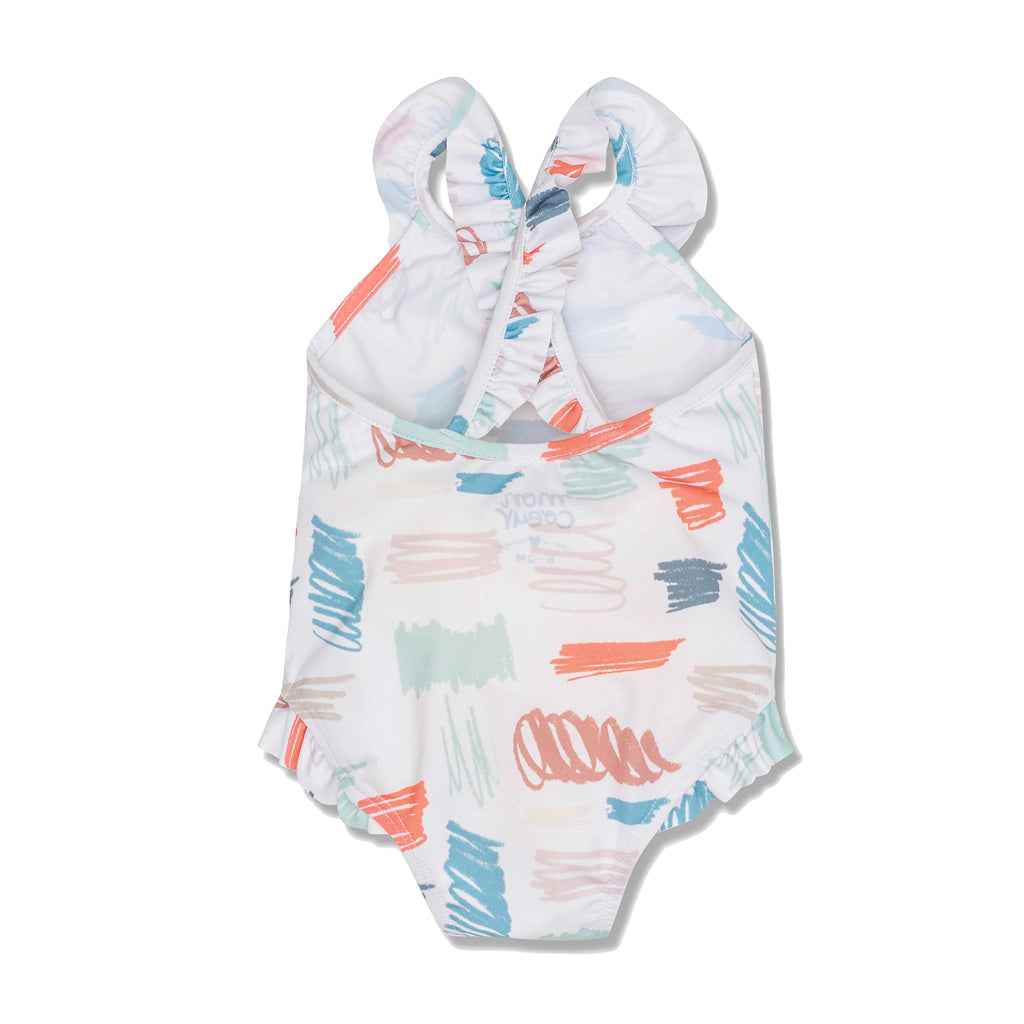 Scribble Print One Piece Swimsuit