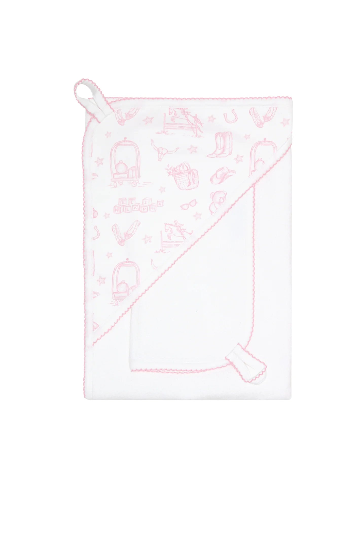 Pink Lone Star Toile Towel Set