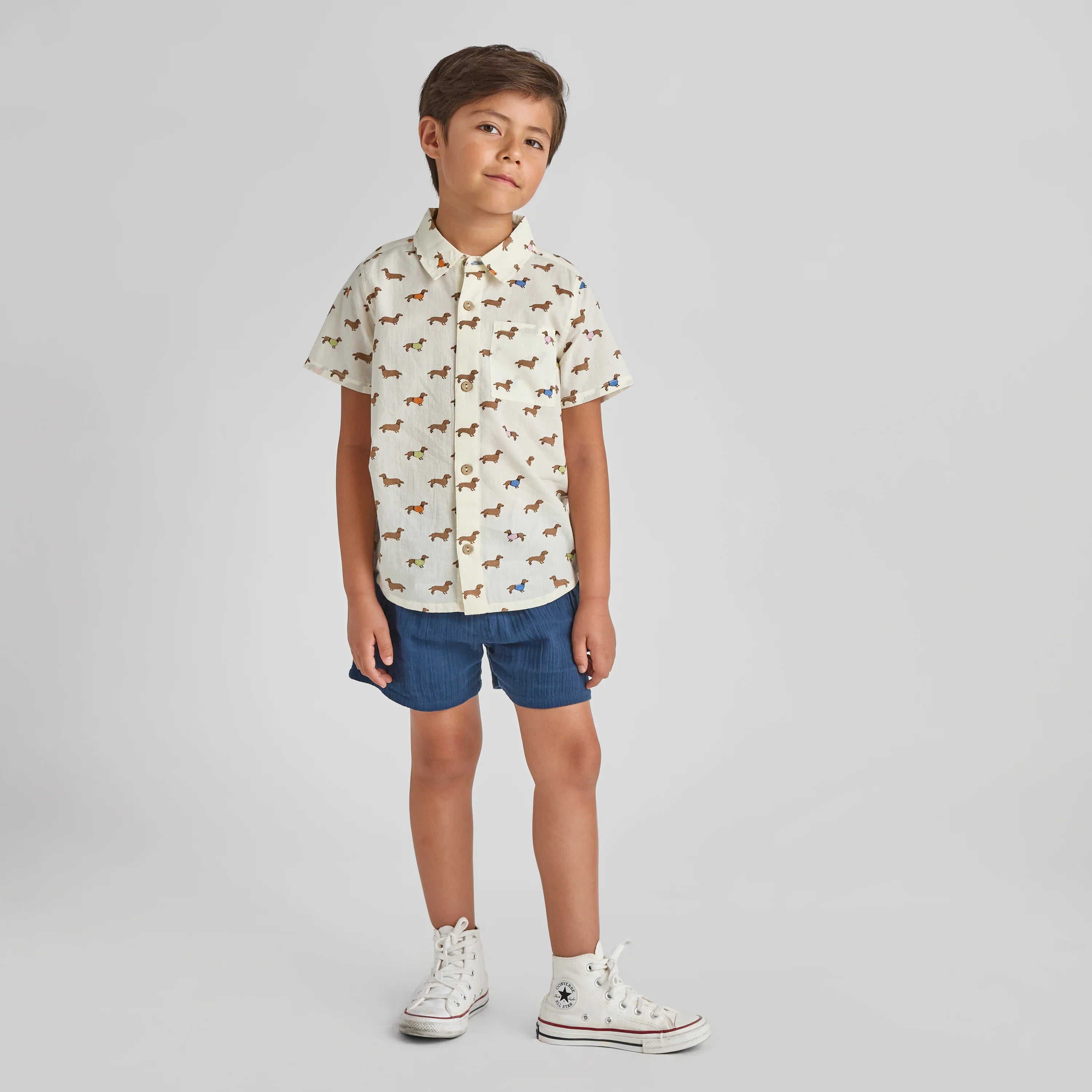 boys jack shirt- dachshunds in sweaters