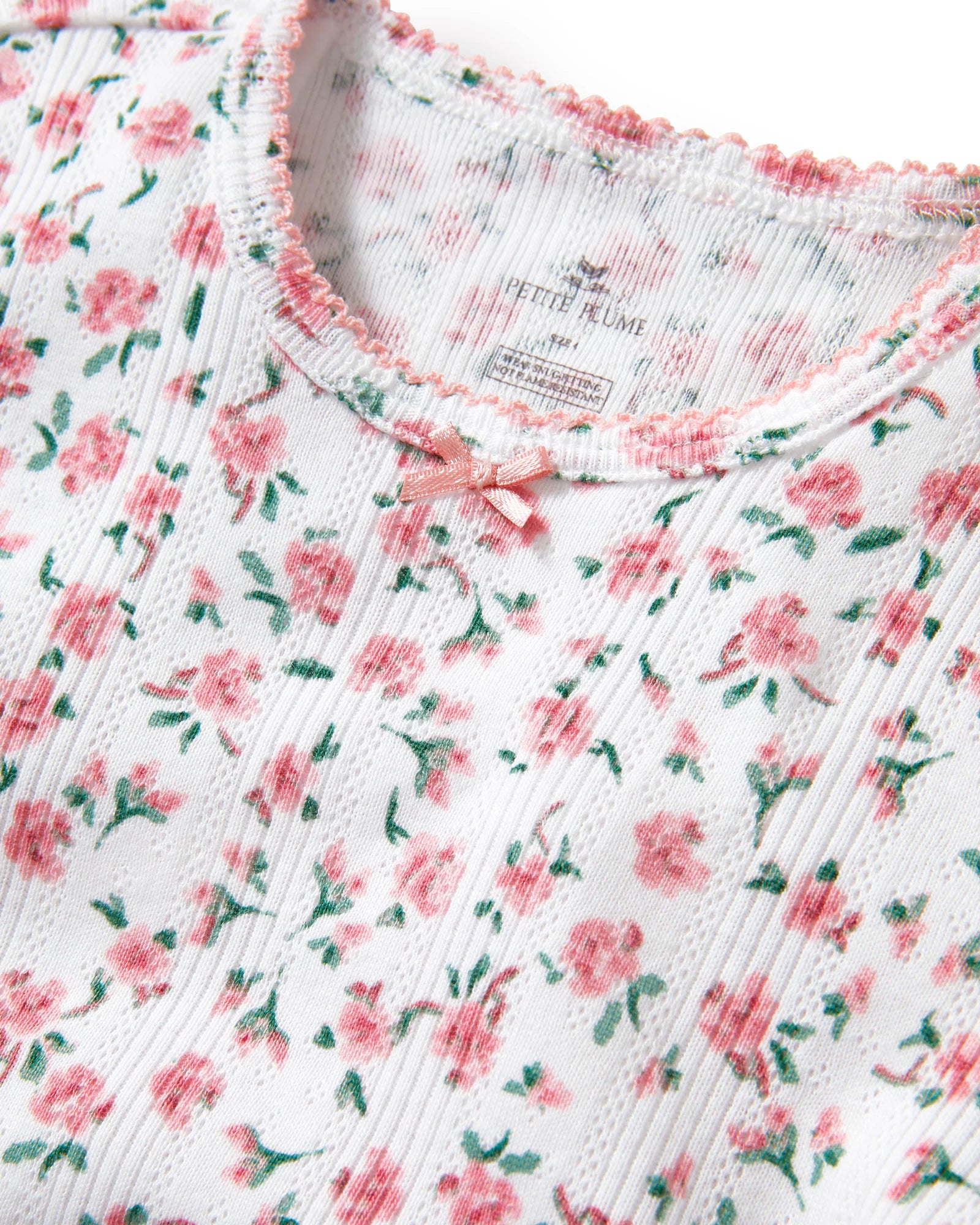 Pointelle Snug Fit Pajama Short Set in Pink Floral