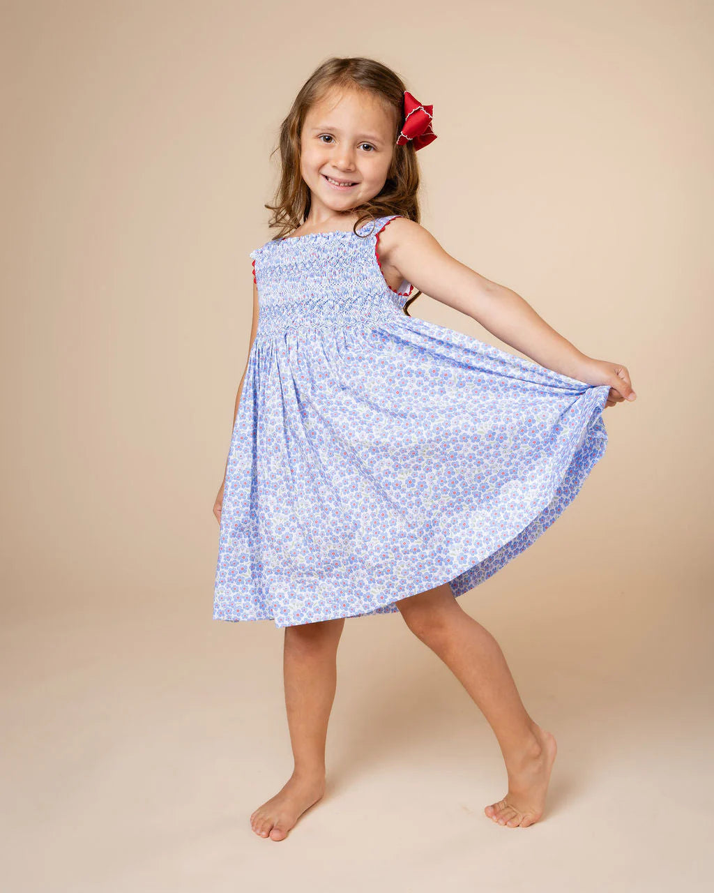 Izzie Dress- Red, White, & Bloom Floral