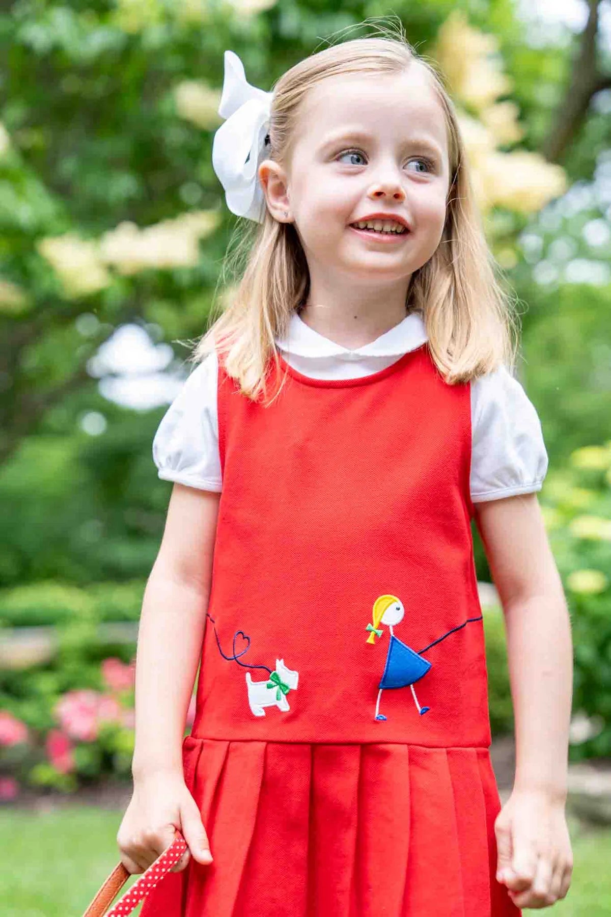 Pique Knit Jumper With Girl Walking Dog