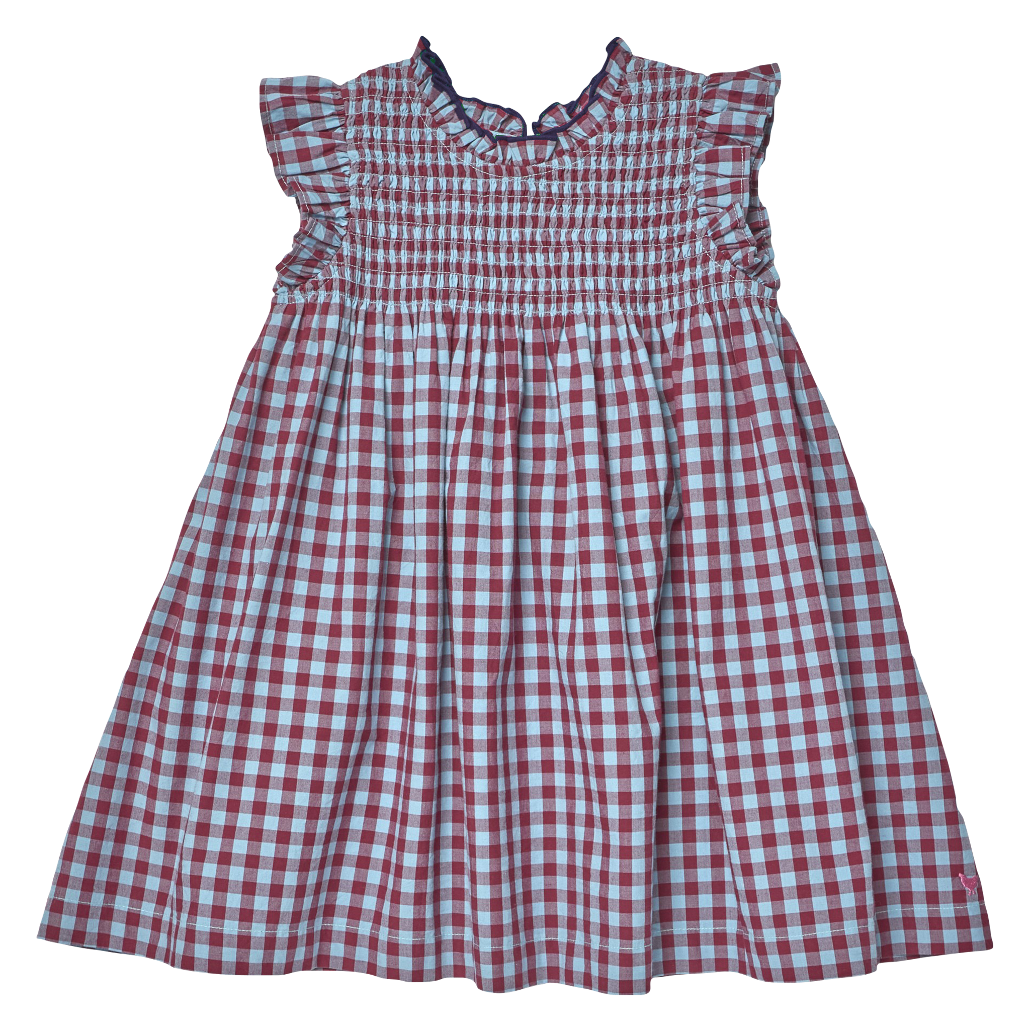 Stevie Dress - Red Light Blue Check