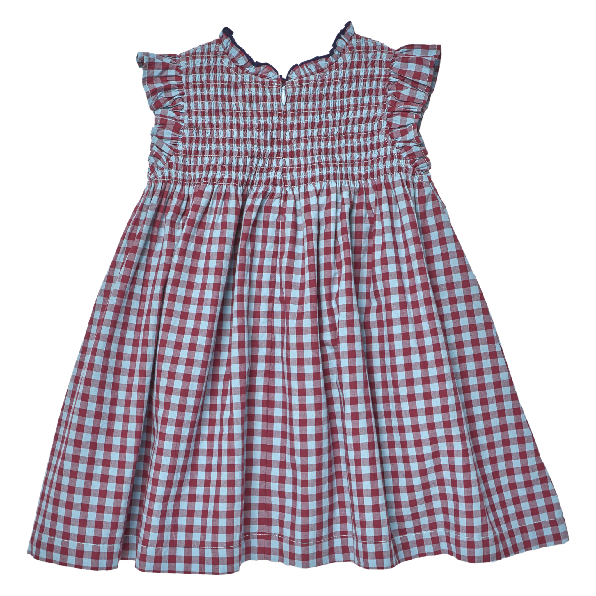 Stevie Dress - Red Light Blue Check