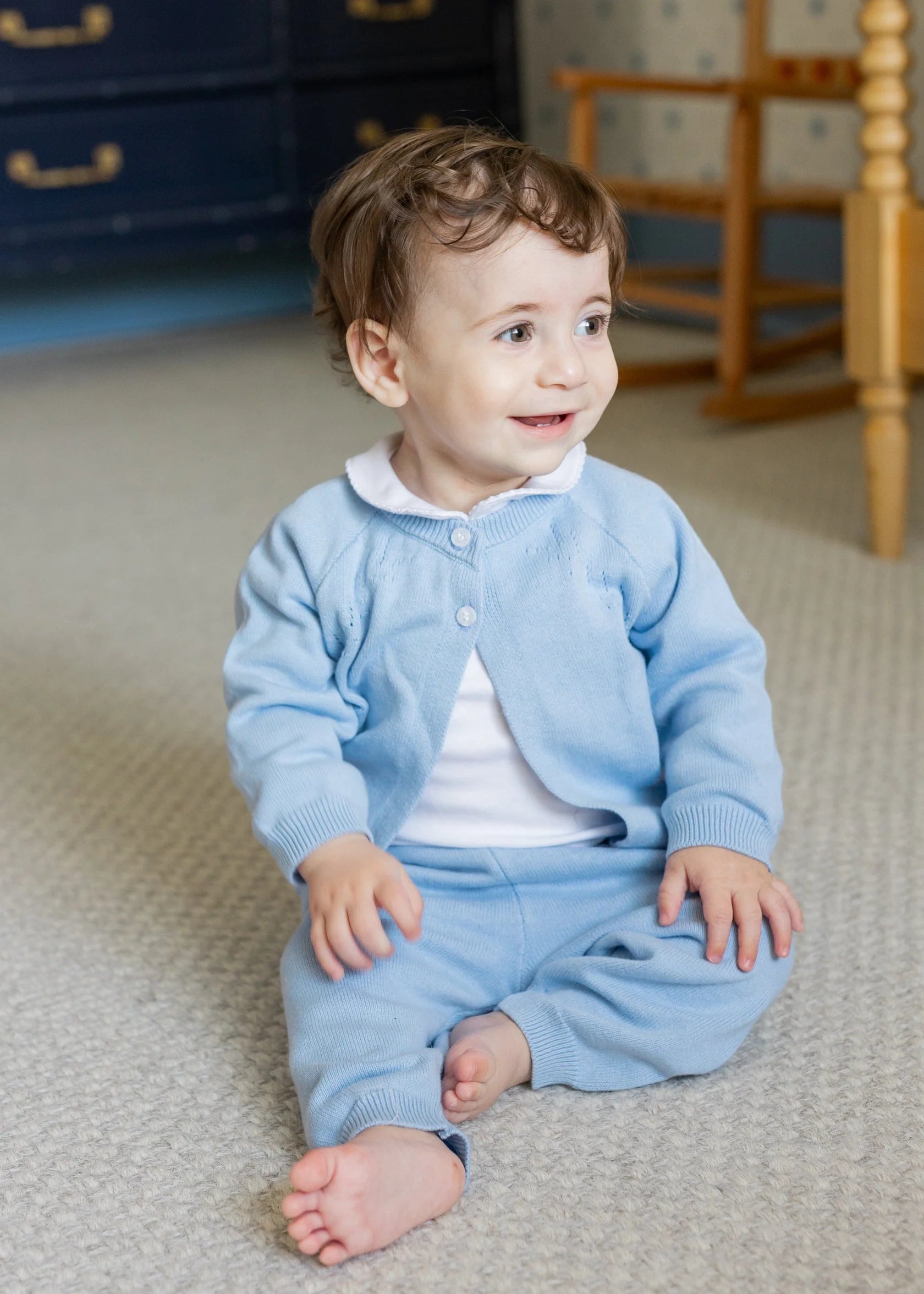 Pointelle Knit Set - Light Blue
