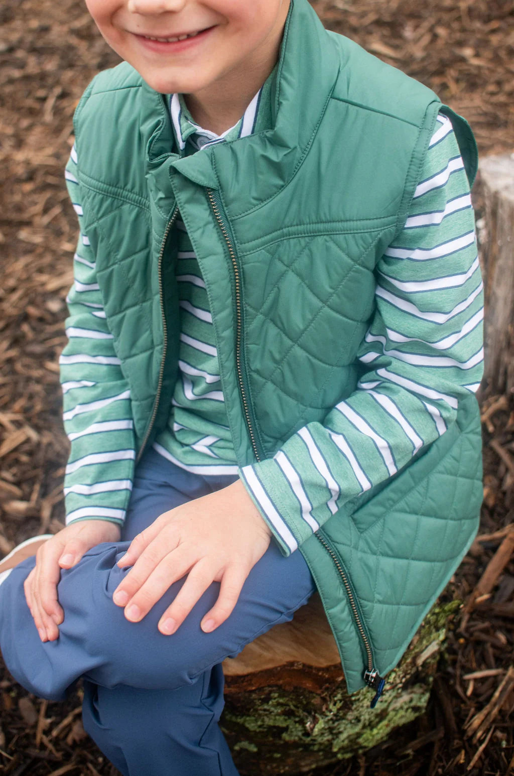 Kids PRO Quilted Vest in Smoke Pine Green