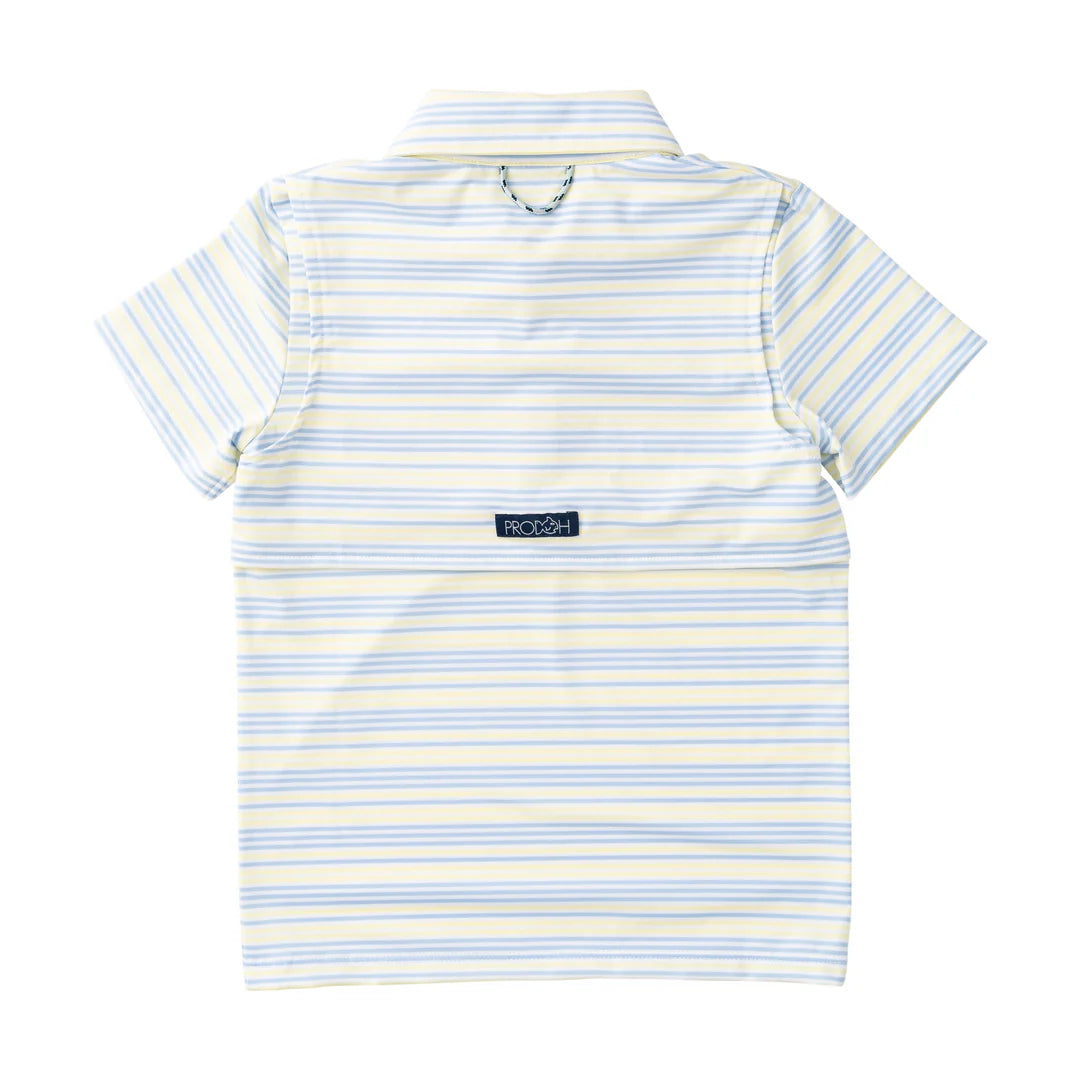 Short Sleeve Pro Performance Polo - Yellow Pear Windsurfer Stripe