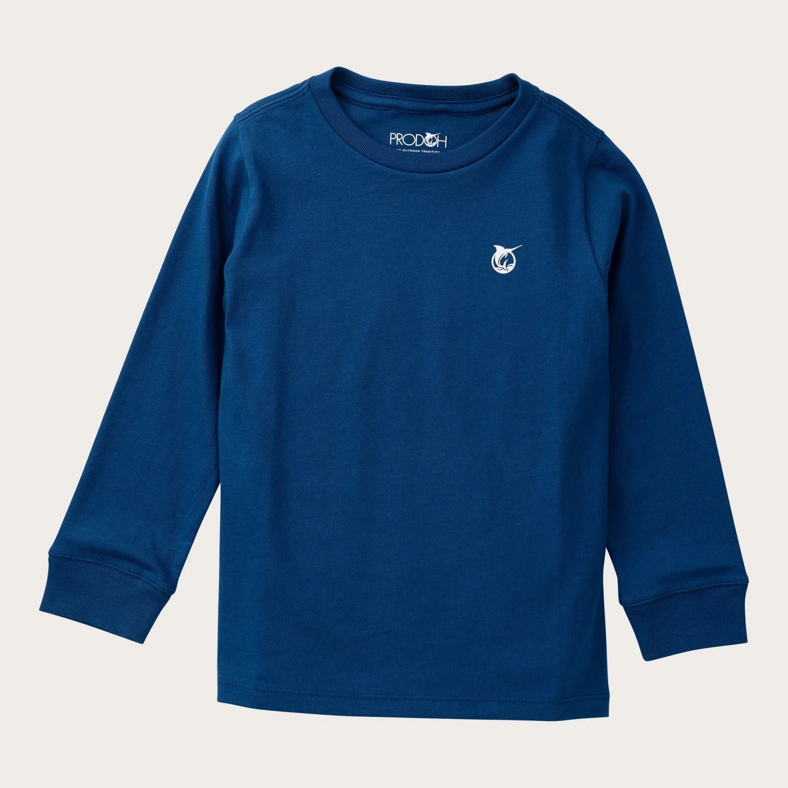 Boys' Long Sleeve Cotton T-shirt in Navy Peony Apple Picking Scene