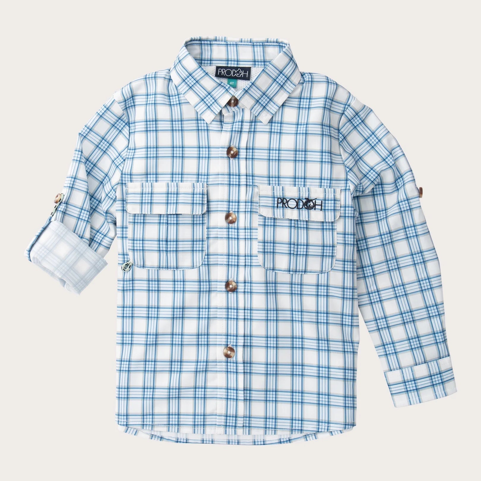 Boys' Long Sleeve Founders Kids Fishing Shirt in Cashmere Blue Plaid