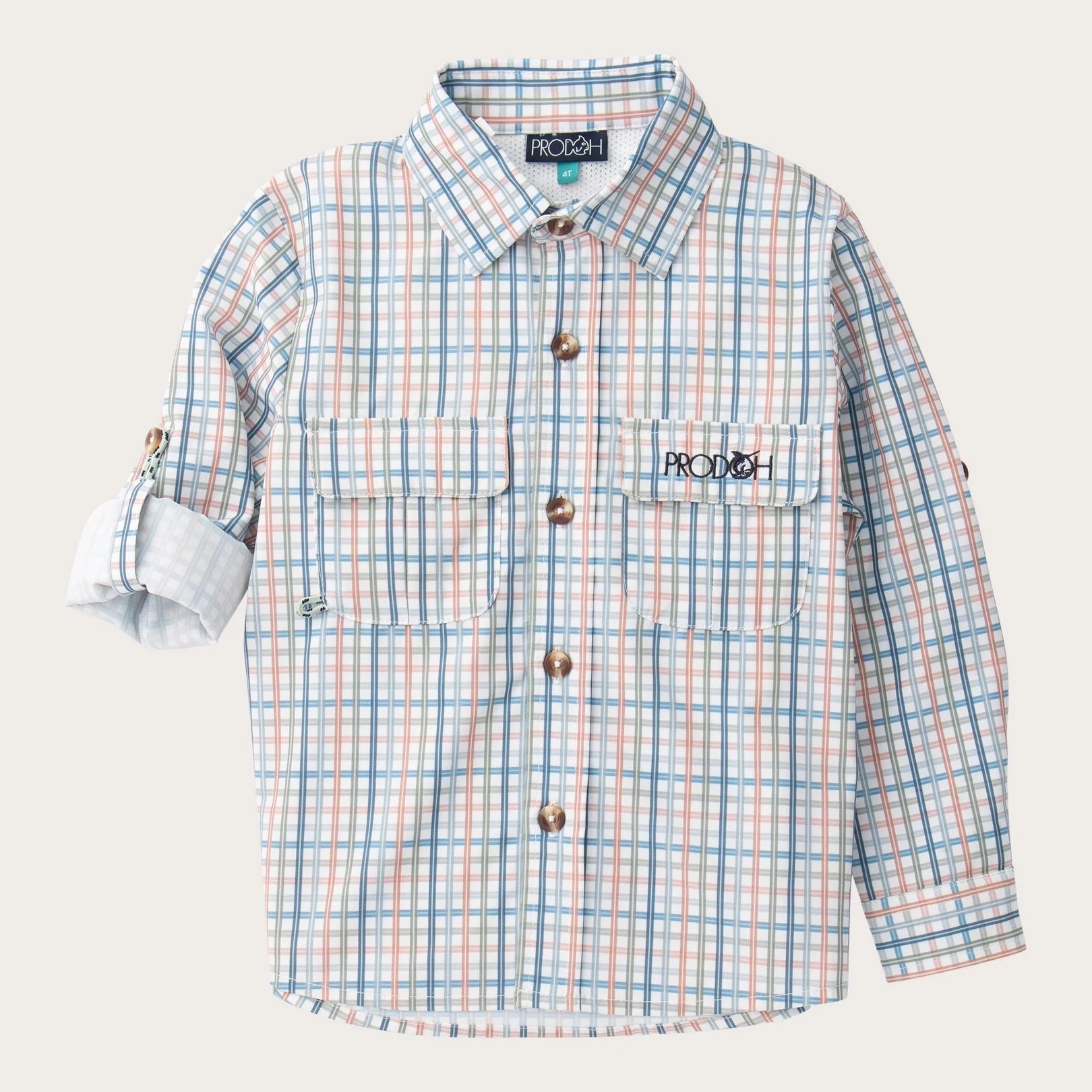 Boys' Long Sleeve Founders Kids Fishing Shirt in Sullivans Island Arona Blue Plaid