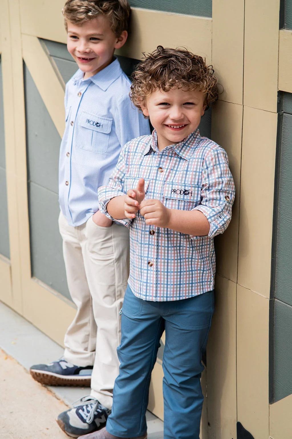 Boys' Long Sleeve Founders Kids Fishing Shirt in Sullivans Island Arona Blue Plaid
