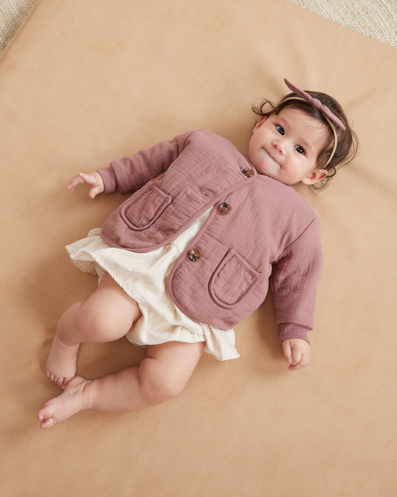 Quilted V-Neck Button Jacket
