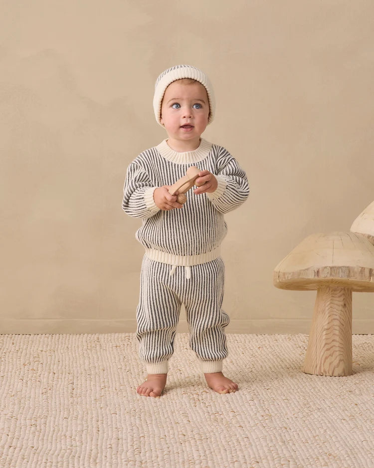 Relaxed Knit Sweater + Pant- Midnight Stripe