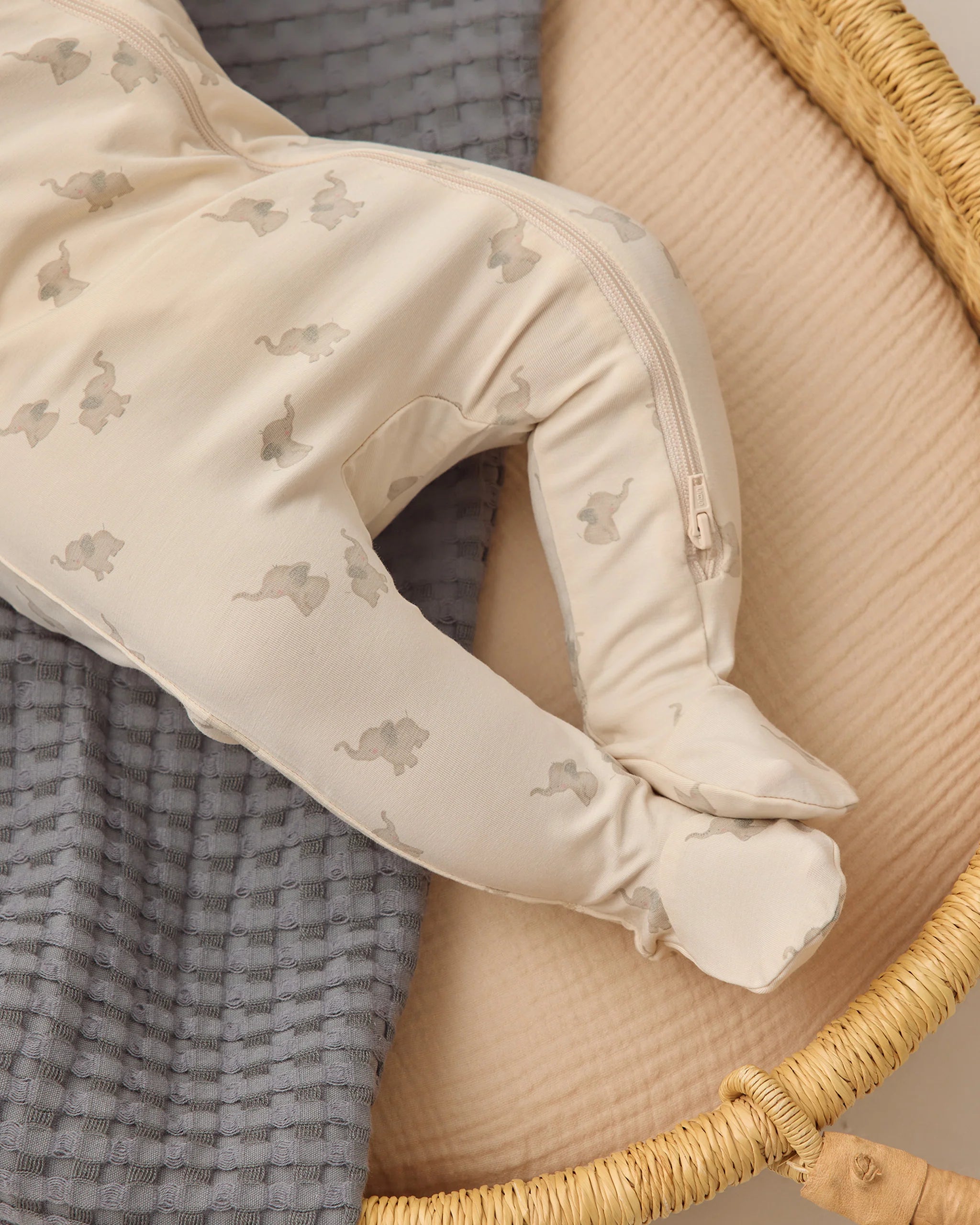Bamboo Zip Footie Elephants