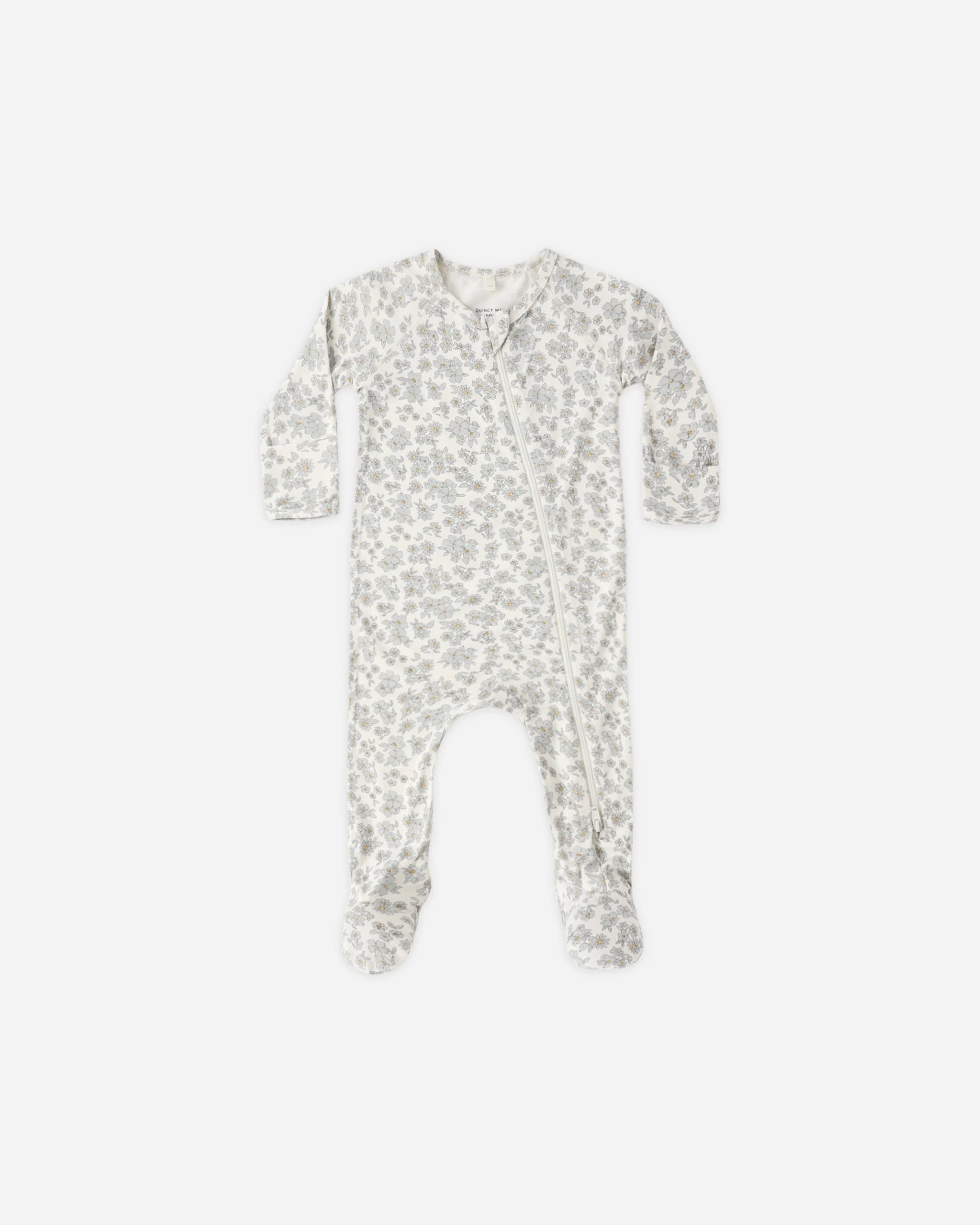 Bamboo Zip Footie Blue Floral