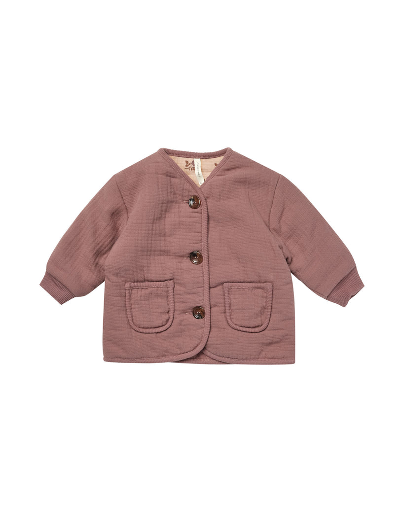 Quilted V-Neck Button Jacket