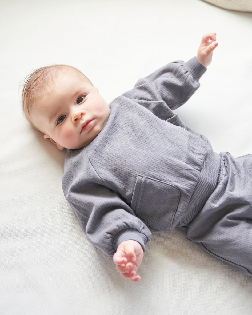 Pocket Sweatshirt + Pointelle Sweatpant Set
