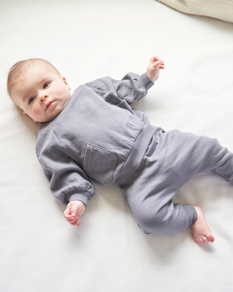 Pocket Sweatshirt + Pointelle Sweatpant Set