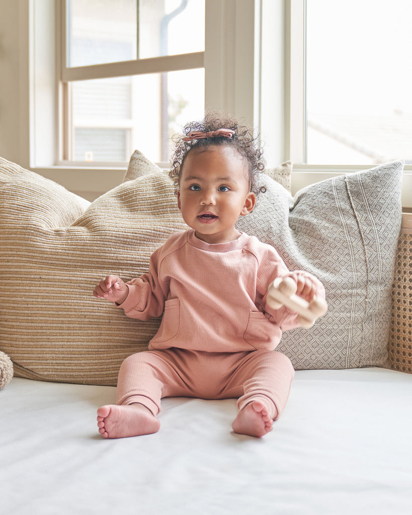 Pocket Sweatshirt + Pointelle Sweatpant Set