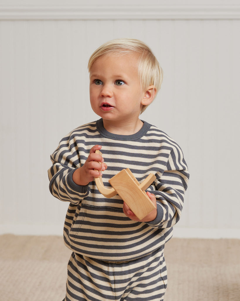 Waffle Sweater + Pant Set | Navy Stripe