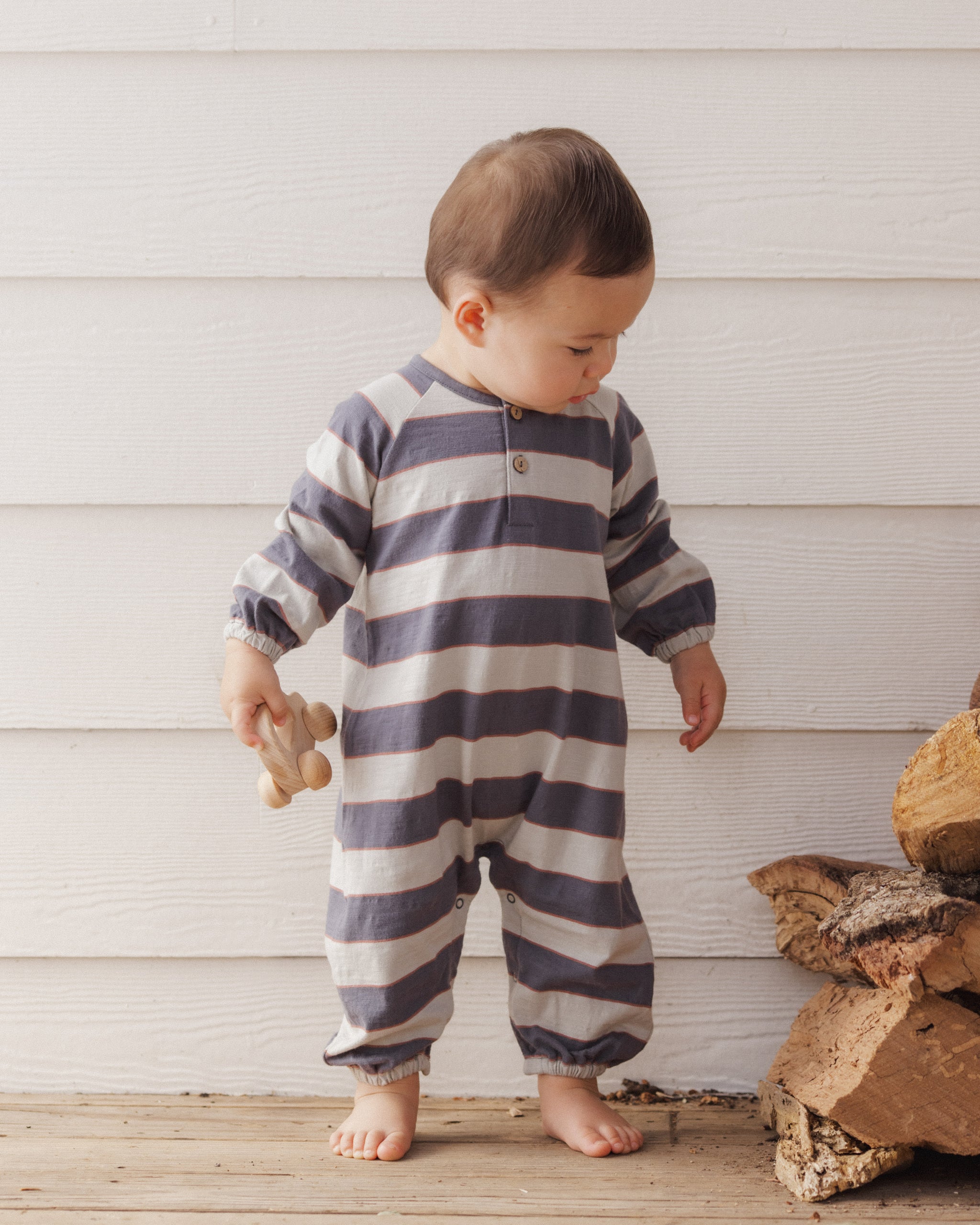 Henley Jumpsuit | Sage Stripe