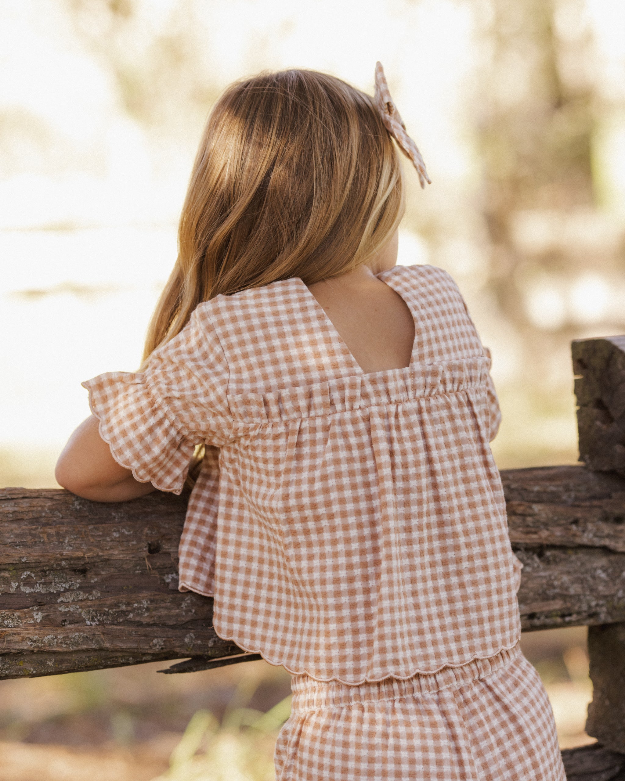 Francie Blouse + Wide Leg Pant Set | Fawn Gingham
