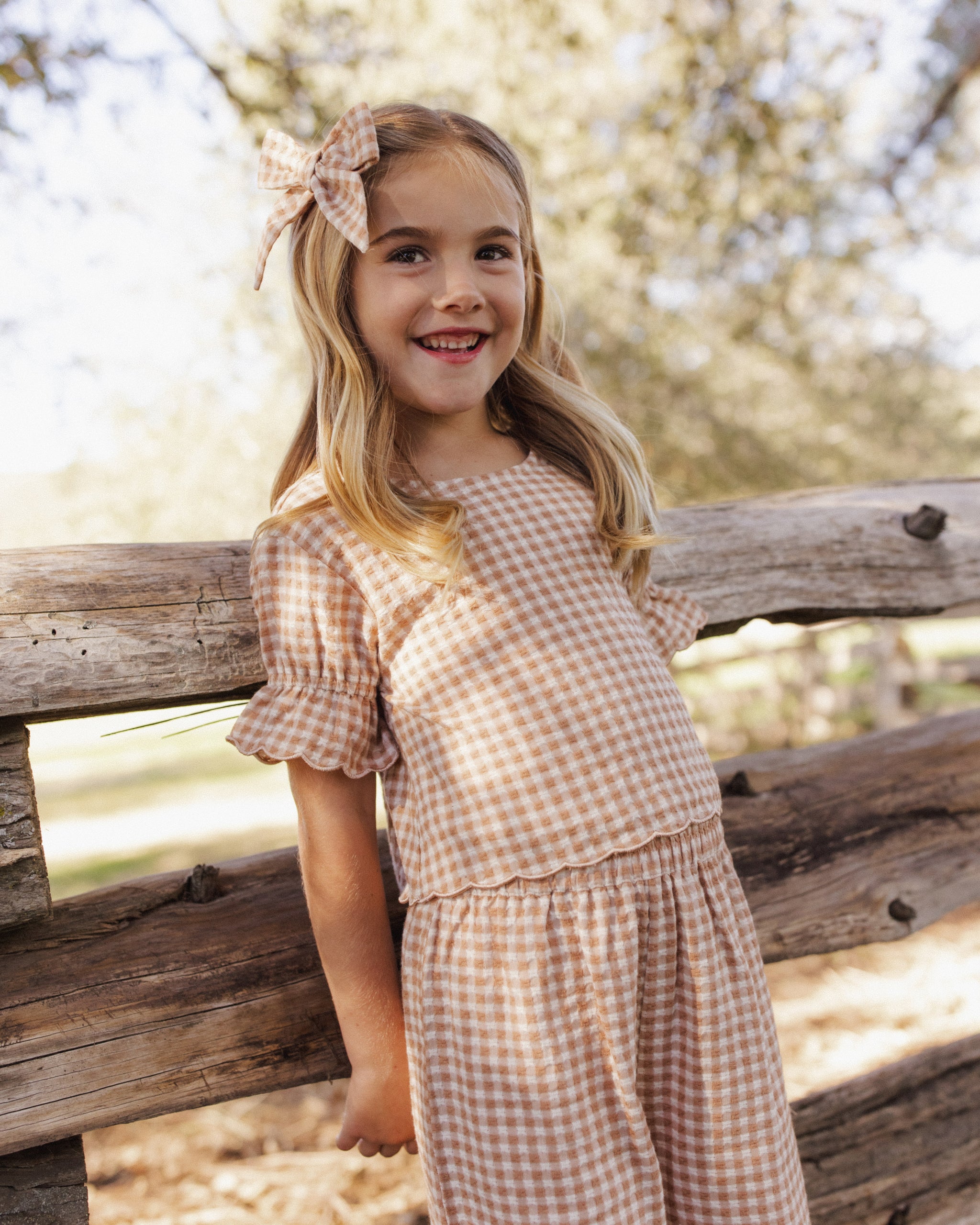 Francie Blouse + Wide Leg Pant Set | Fawn Gingham