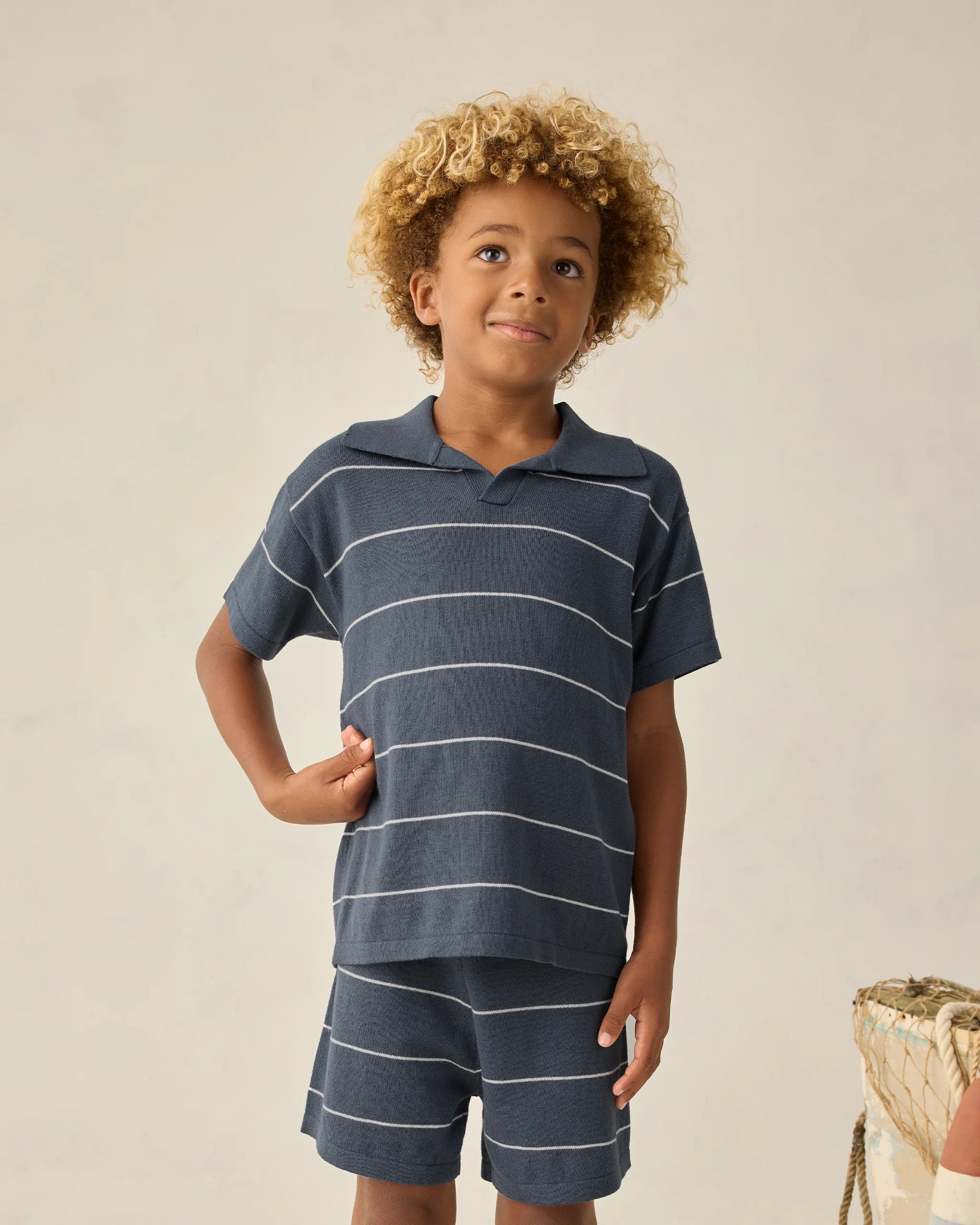 Chandler Knit Polo | Navy Stripe