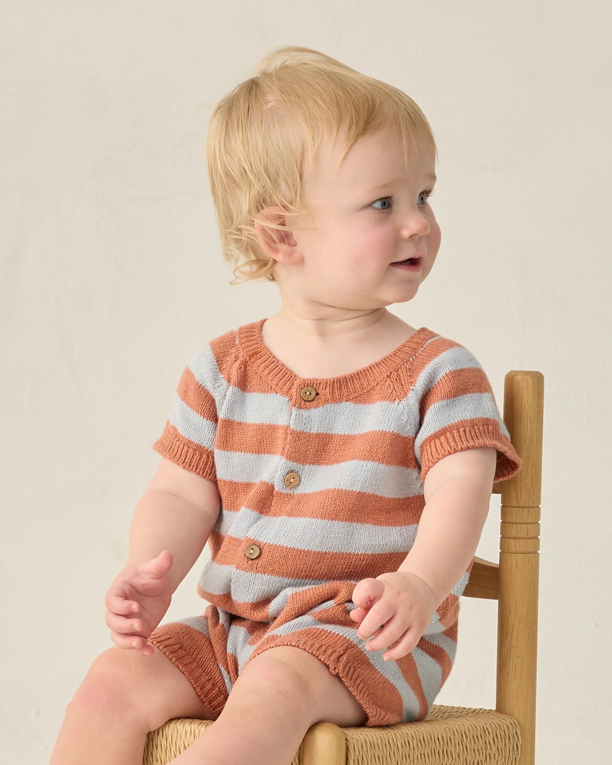 Liam Knit Romper | Americana Stripe