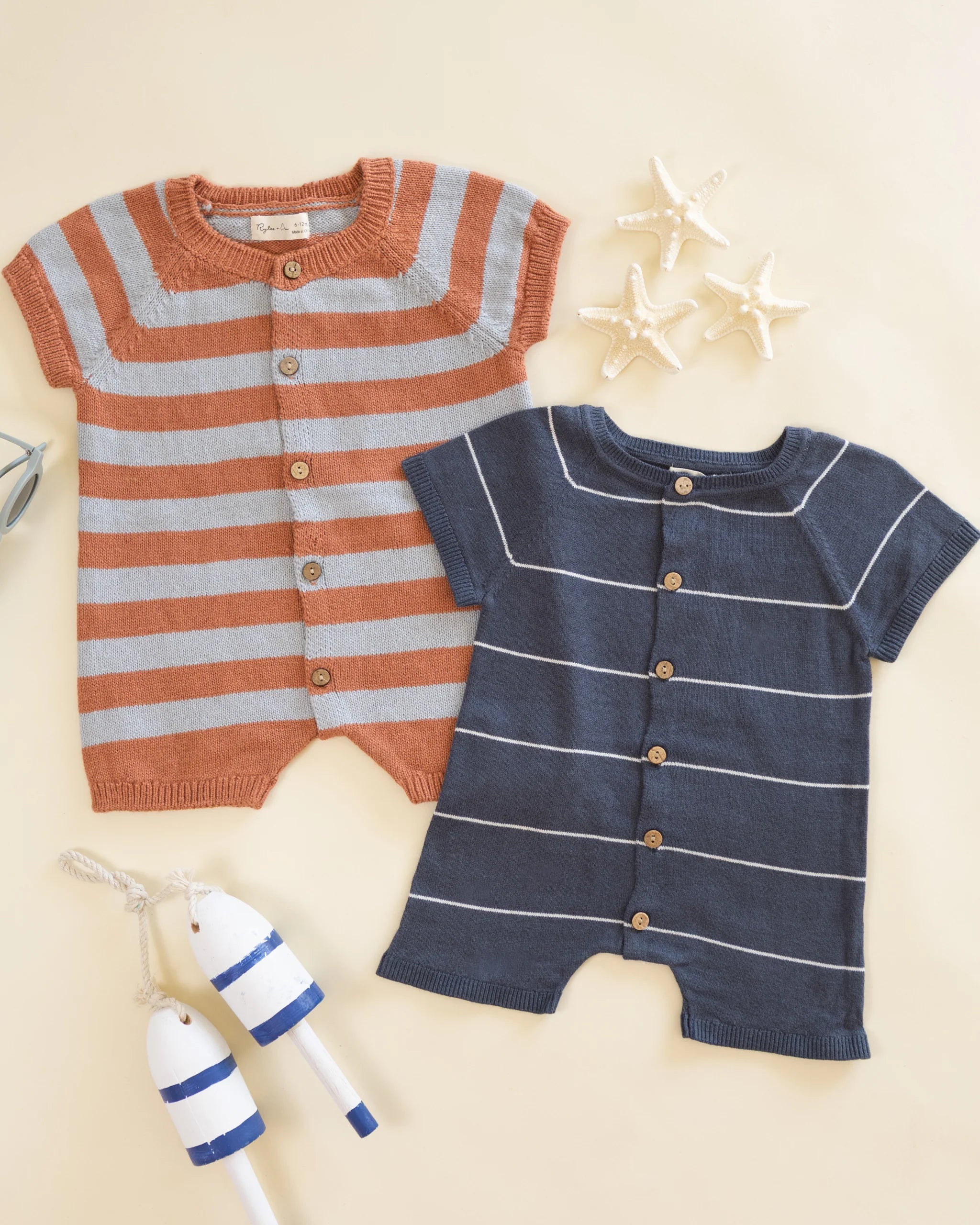 Liam Knit Romper | Navy Stripe