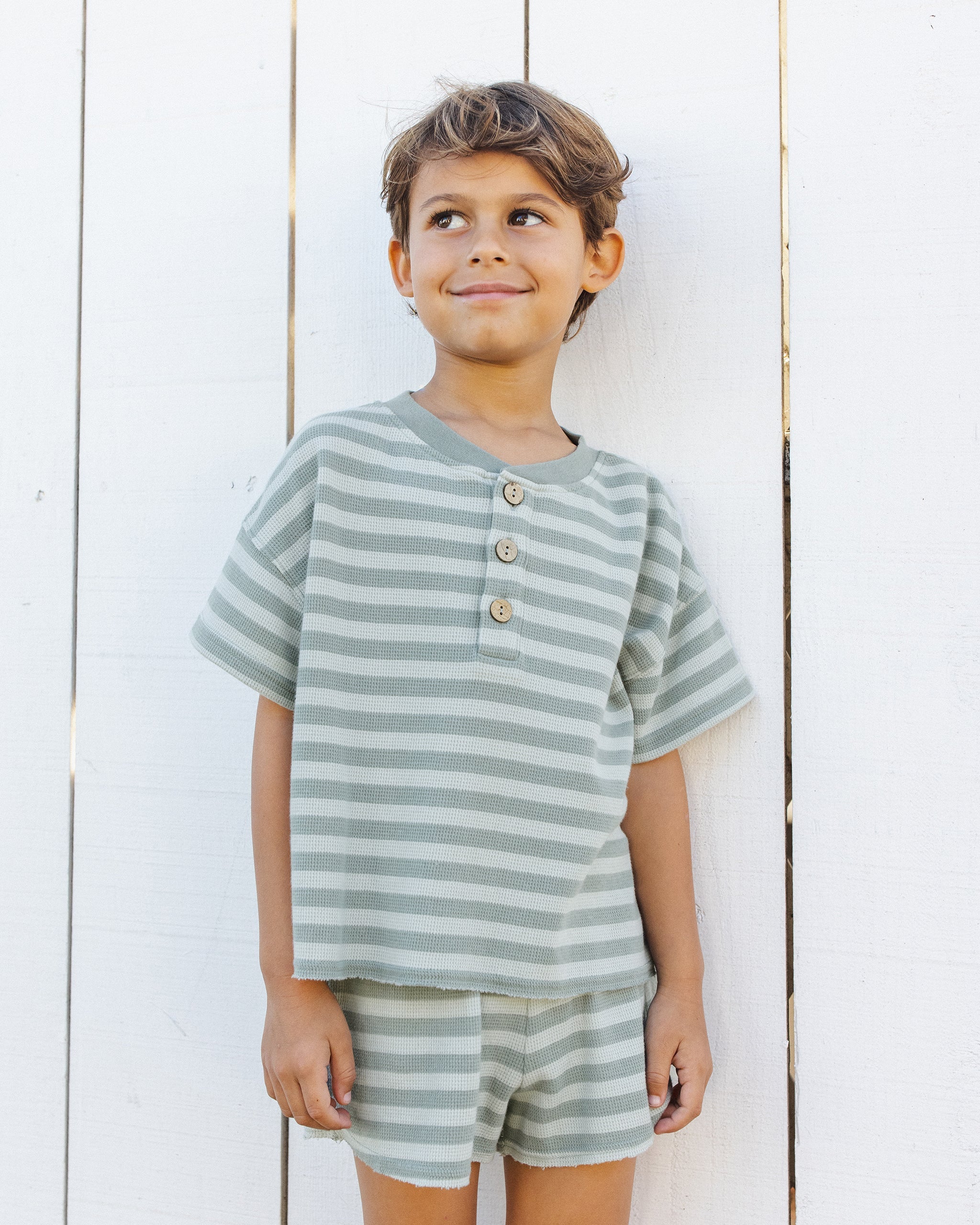 Summer Waffle Set | Sea Green Stripe