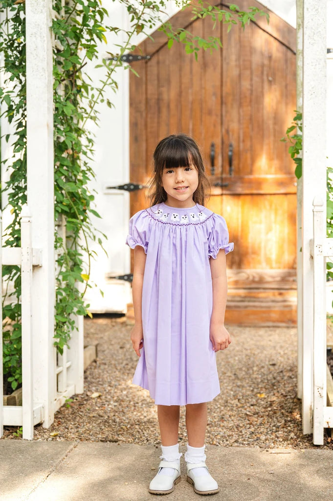 Purple Ghosts Smocked Helen Dress