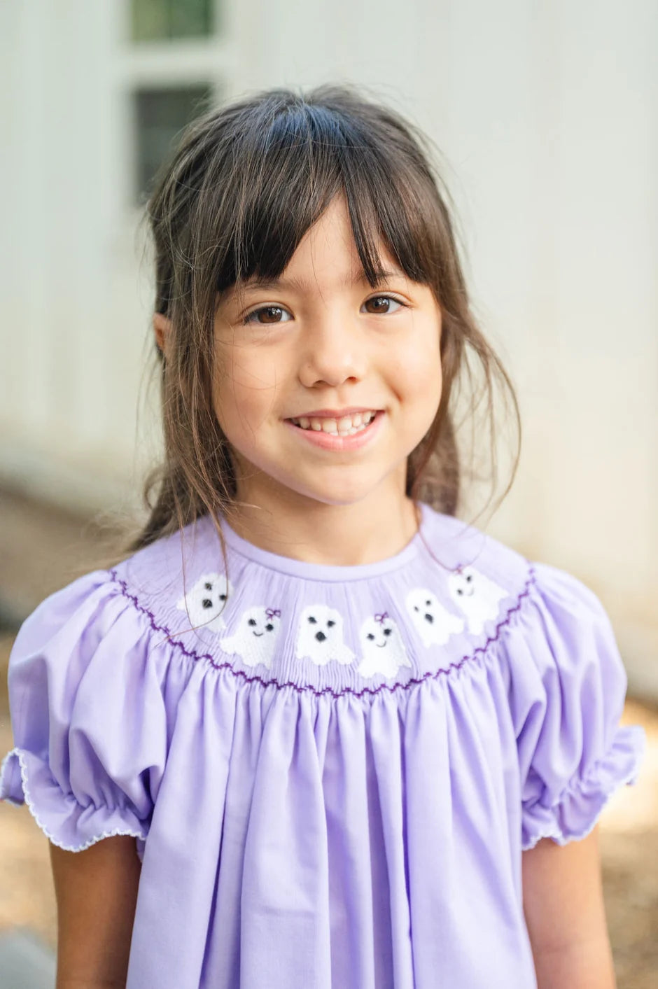 Purple Ghosts Smocked Helen Dress