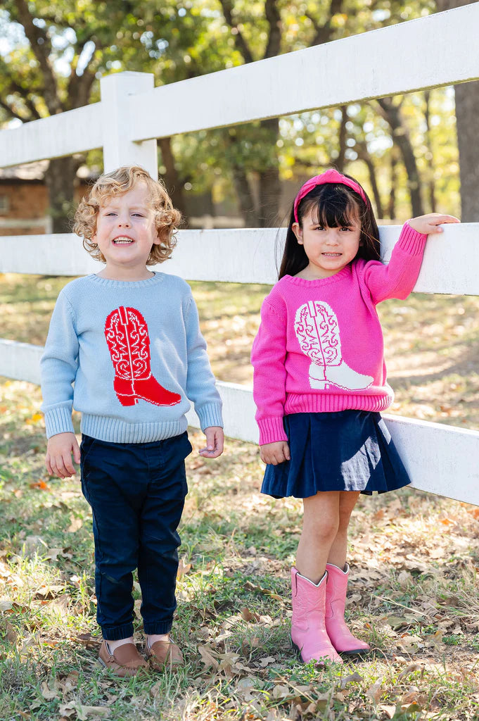 Pink Cowgirl Boot Sweater