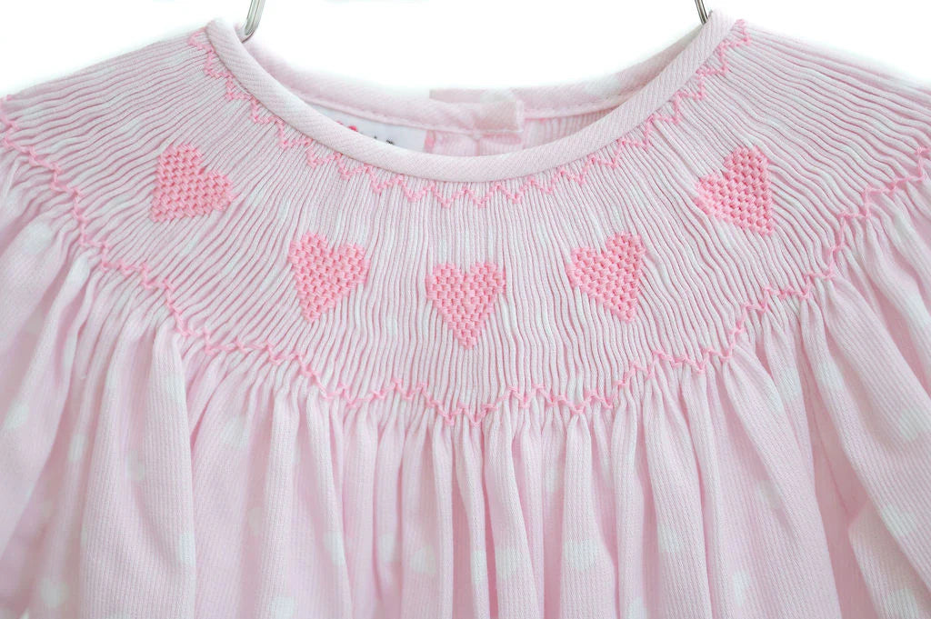 Pink Hearts Smocked Helen Dress