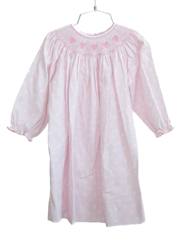 Pink Hearts Smocked Helen Dress