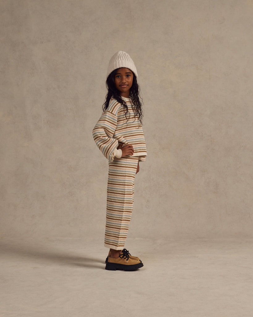 Boxy Crop Sweater + Wide Leg Pant Set | Honeycomb Stripe