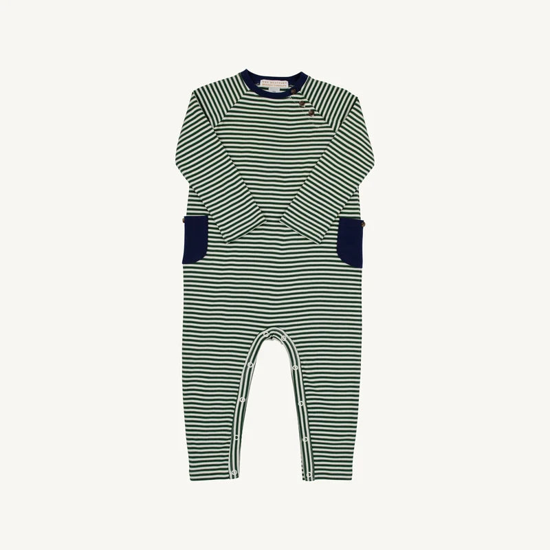 Rayburn Romper- Grier Green Palmetto Pearl Stripe