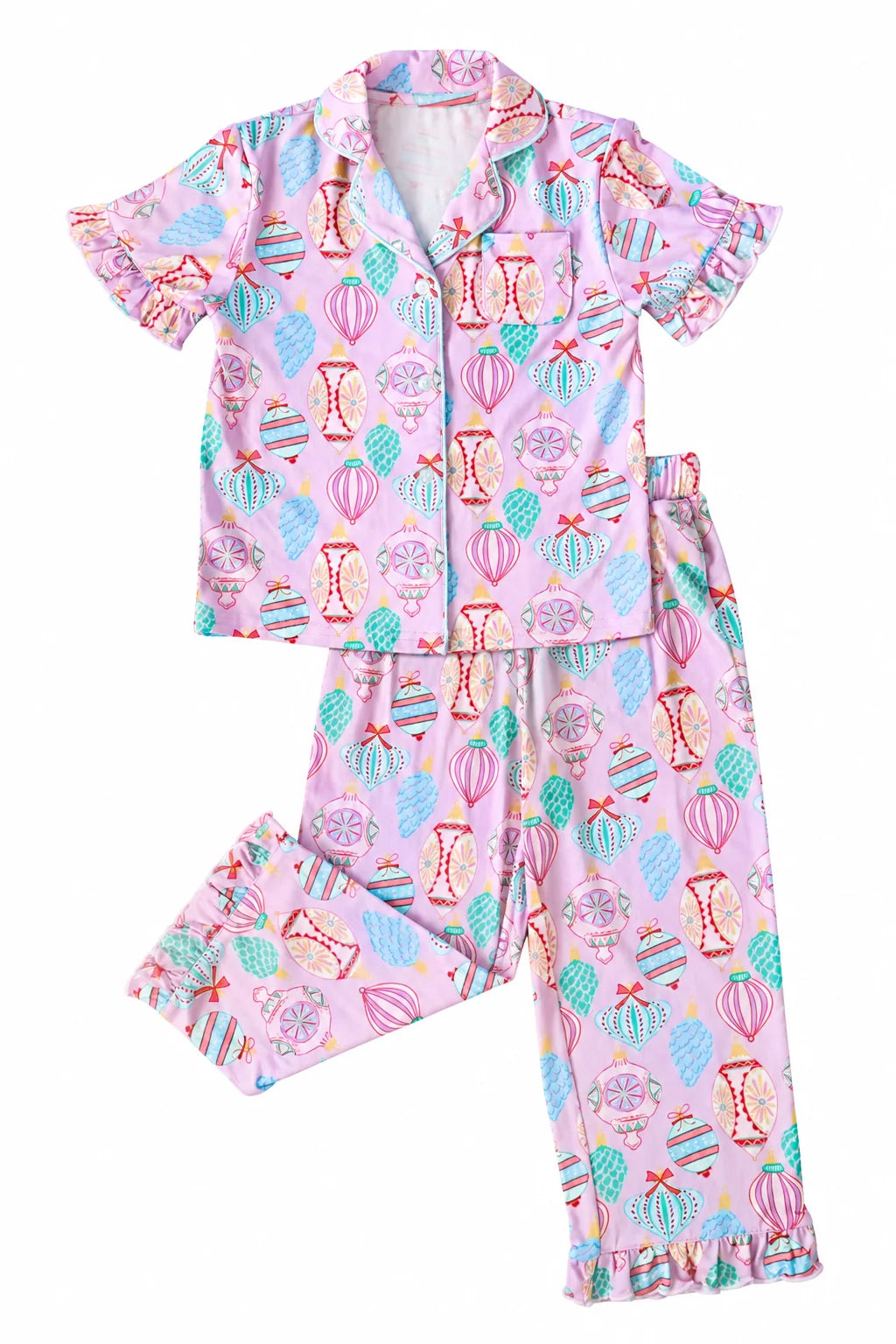 Ruffle Pant Set- Vintage Ornaments